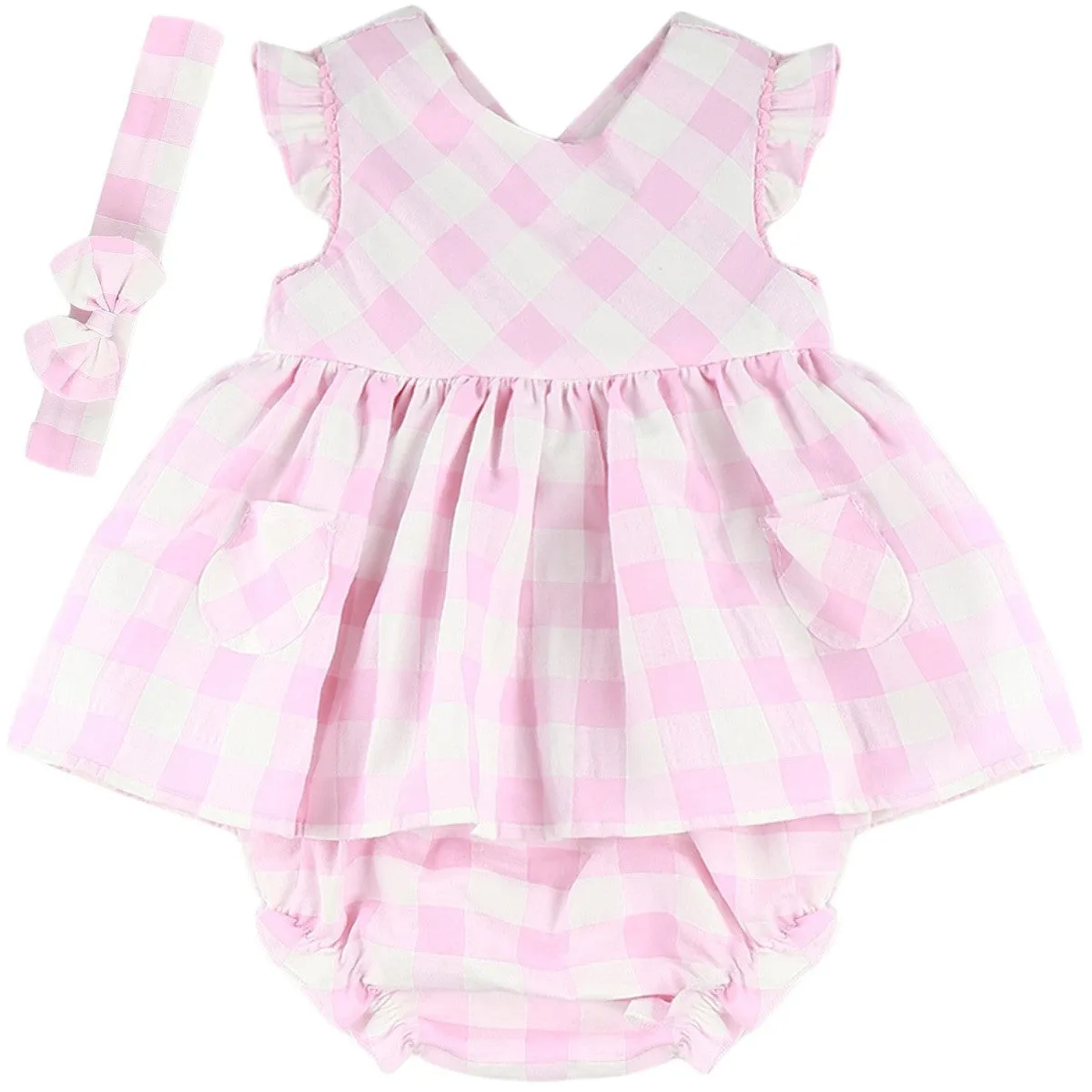 Baby Ferr Baby Girls Pink Check Dress