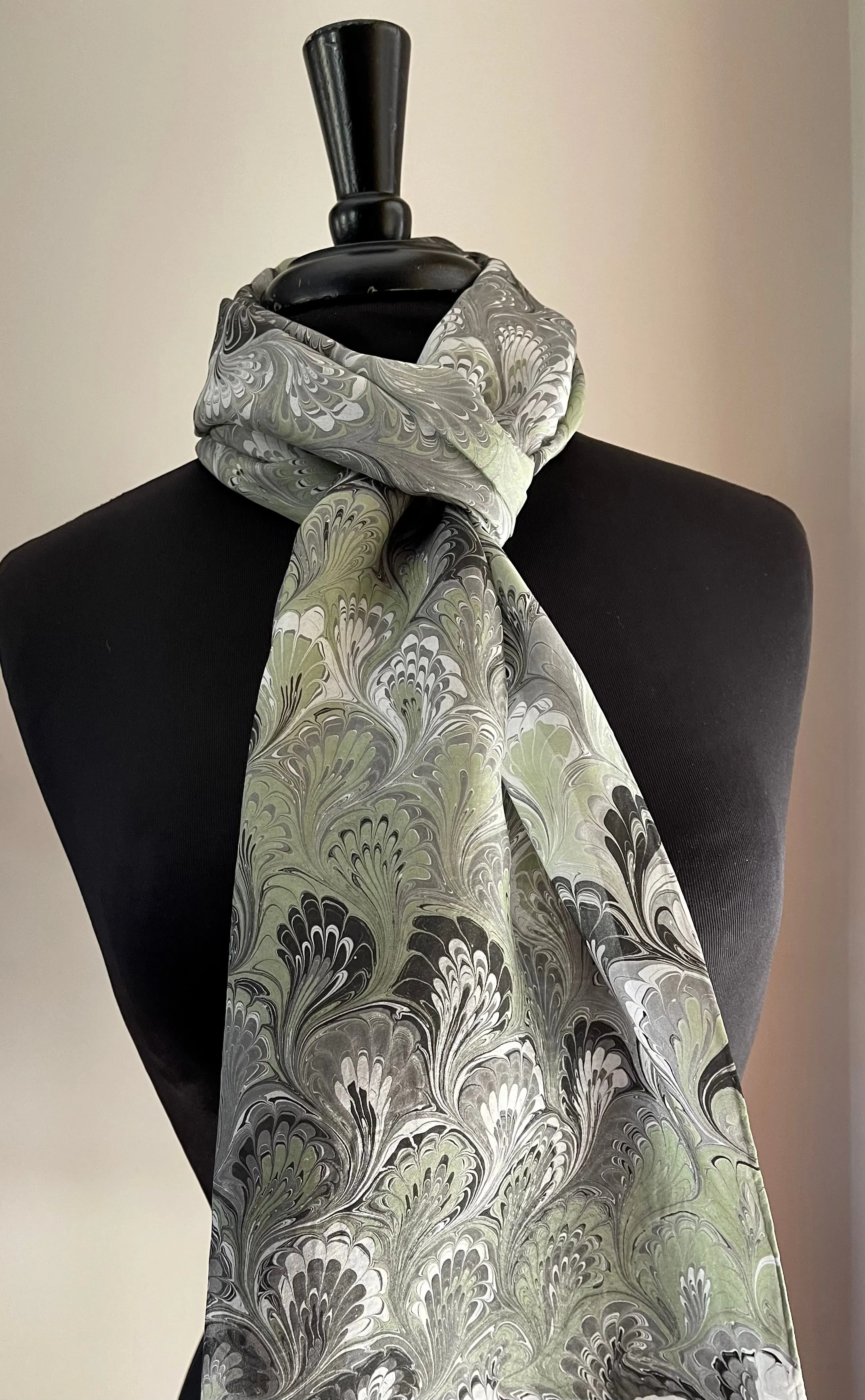 Black, White and Green bouquet  Habotai Silk