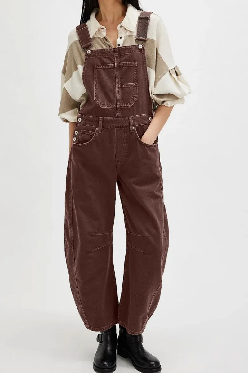 Chouyatou Women Y2k Baggy Barrel Jeans Overalls Wide Leg Denim Pants Bib Overalls Jumpsuit Boyfriend Patchwork Jeans