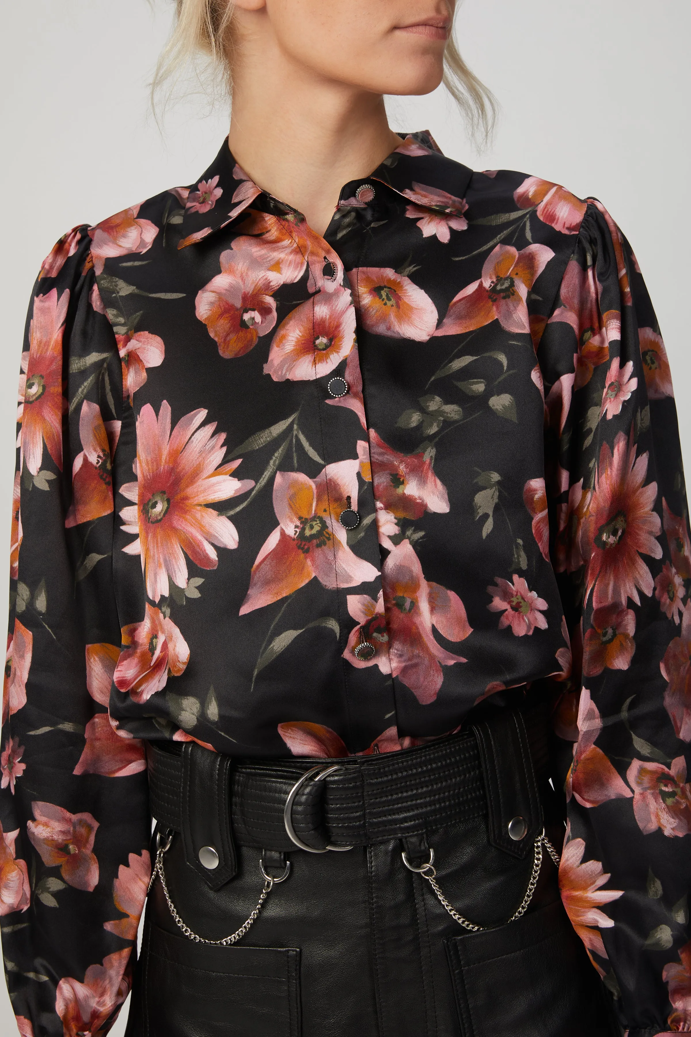 FLORAL-PRINT SILK-BLEND BLOUSE