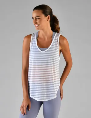 Free Spirit Tank: White Shadow Stripe Mesh