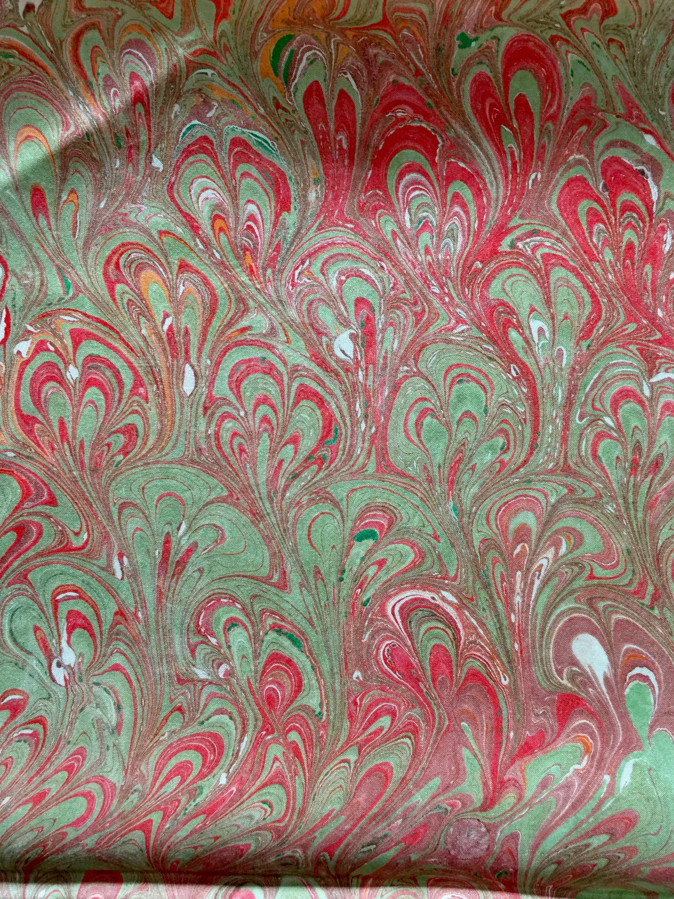 Green red orange bouquet  Habotai Silk 14x72"