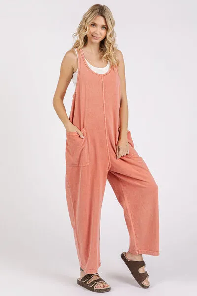 Hazel Blues® |  Mittoshop Scoop Neck Wide Leg Overalls