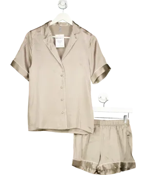 intimissimi Grey Stretch Silk Short Sleeve Shirt And Shorts Satin Pyjamas UK S