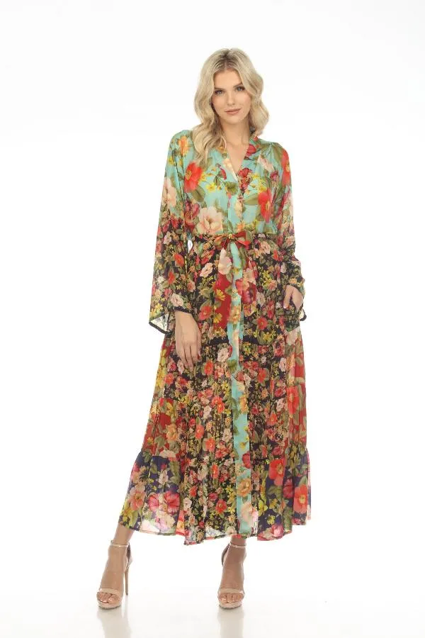 Johnny Was Burke Floral Belted Maxi Kimono Boho Chic C44922