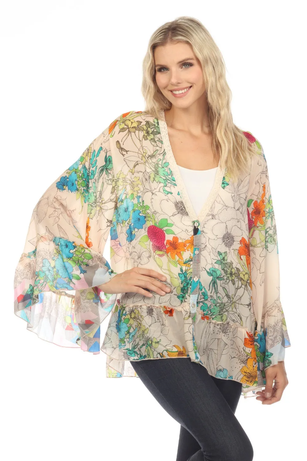 Johnny Was Sequence Georgina Floral Kimono Boho Chic C45823B2