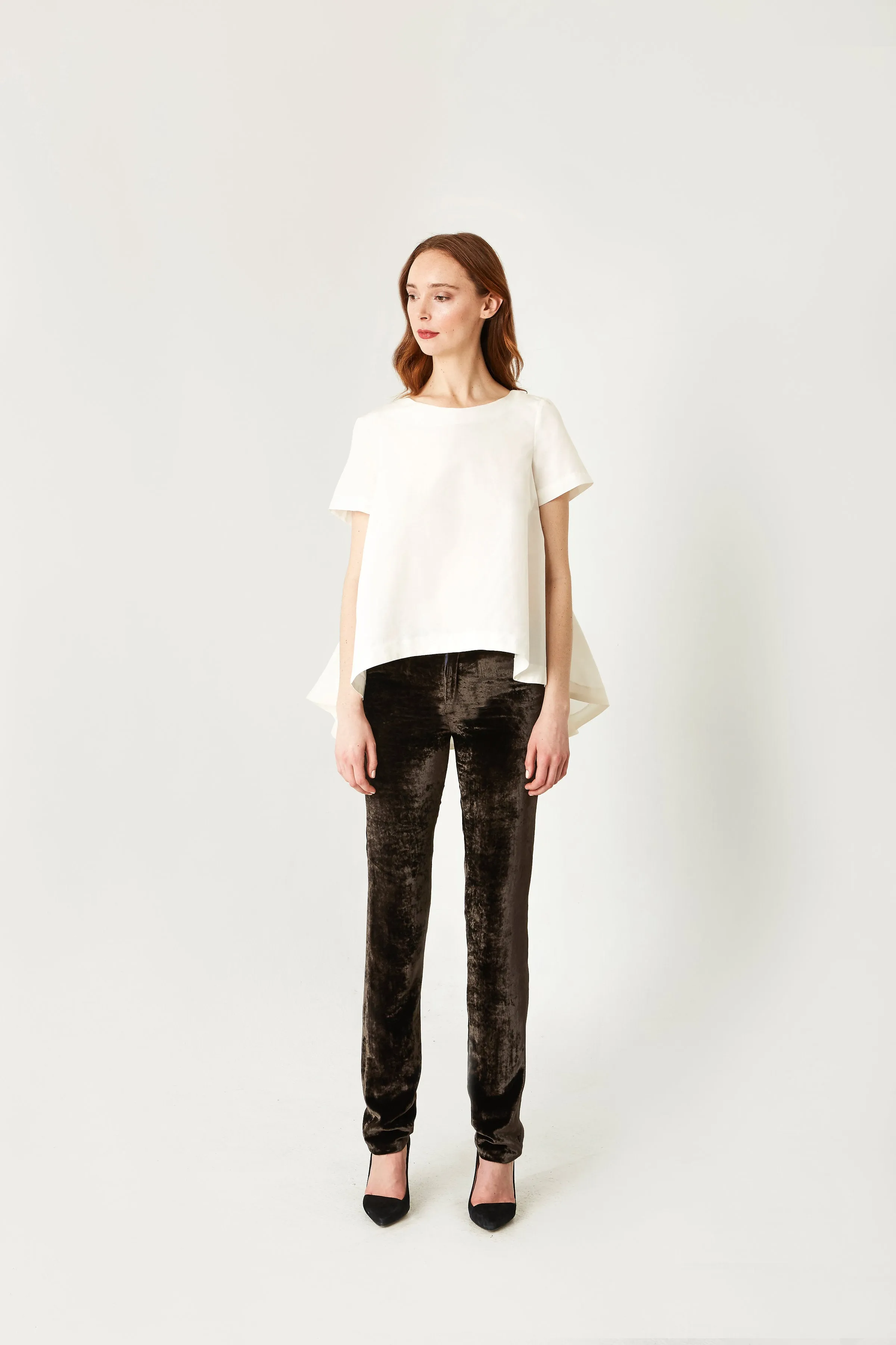 Justina Flounce Silk Top