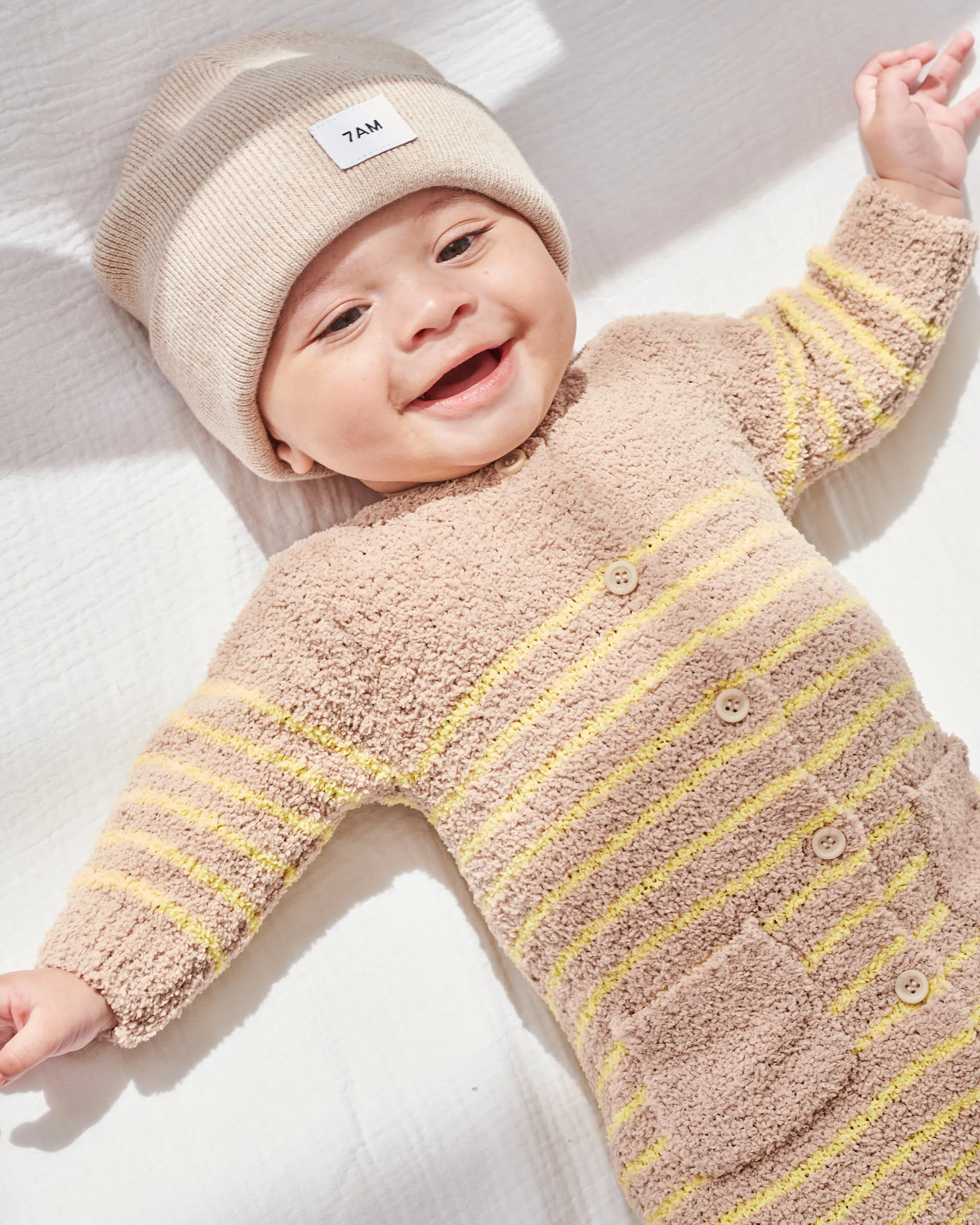 Long Sleeve Striped Jumpsuit - Fuzzy