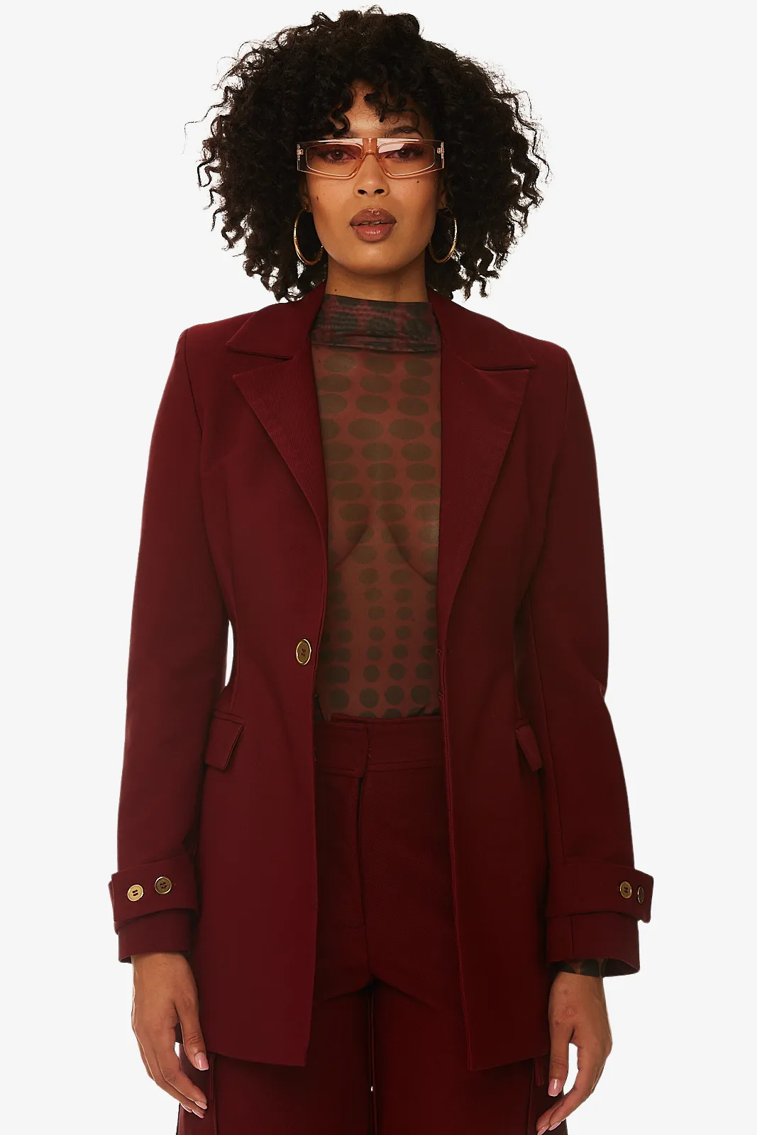 Mesh Turtleneck In Polka Dot