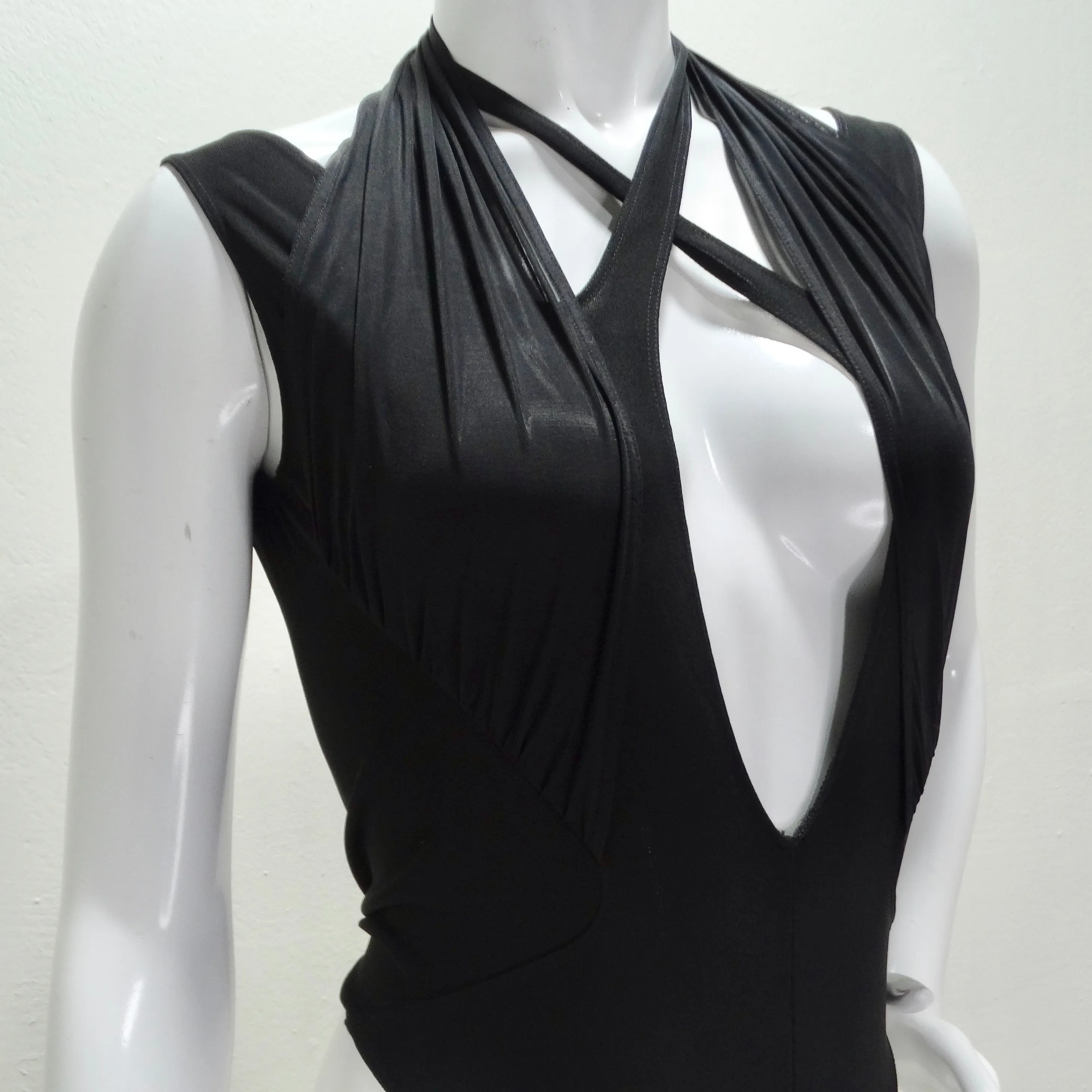 Mugler Black Criss Cross Bodysuit