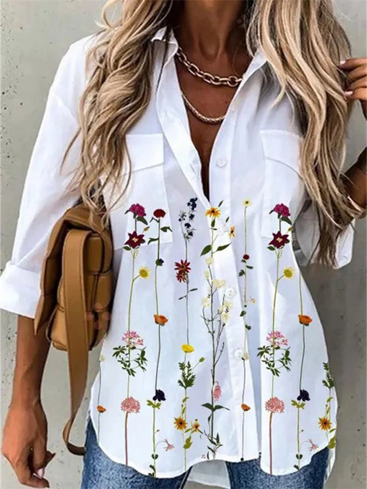 New Casual Fashion Long Sleeve Elegant Printed Blouse For Women