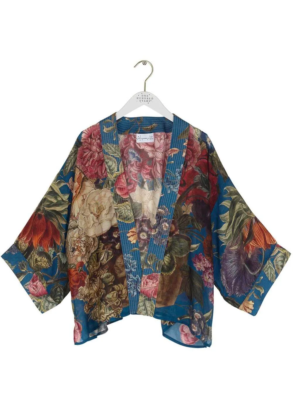 One Hundred Stars Primula Short Kimono Teal