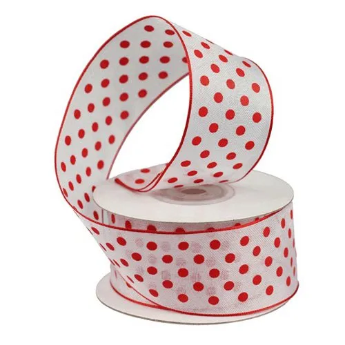 Polka Dot Organza Ribbon Wired Edge, 1-1/2-inch, 10-yard