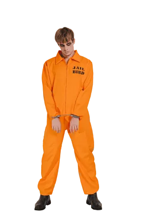 Prisoner Orange Jumpsuit Jailbird Costume