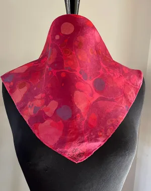 Red Stone multicolor  21x21 Square Habotai silk. For your hair, as a neckerchief, pocket square, or accessorize your dog.
