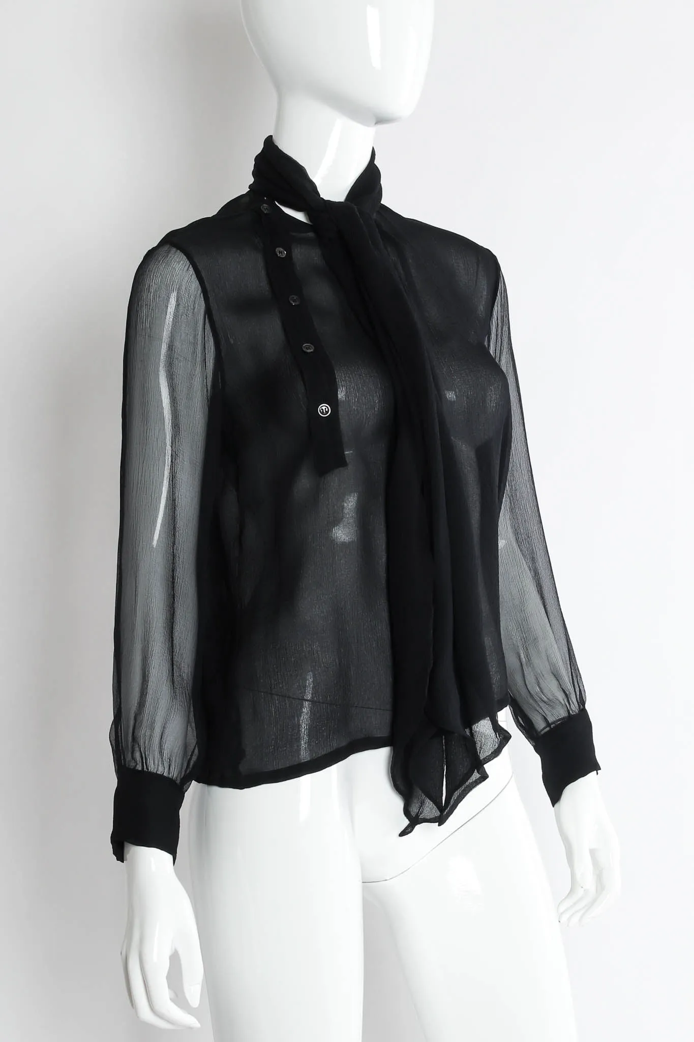 Sheer Silk Tie Blouse