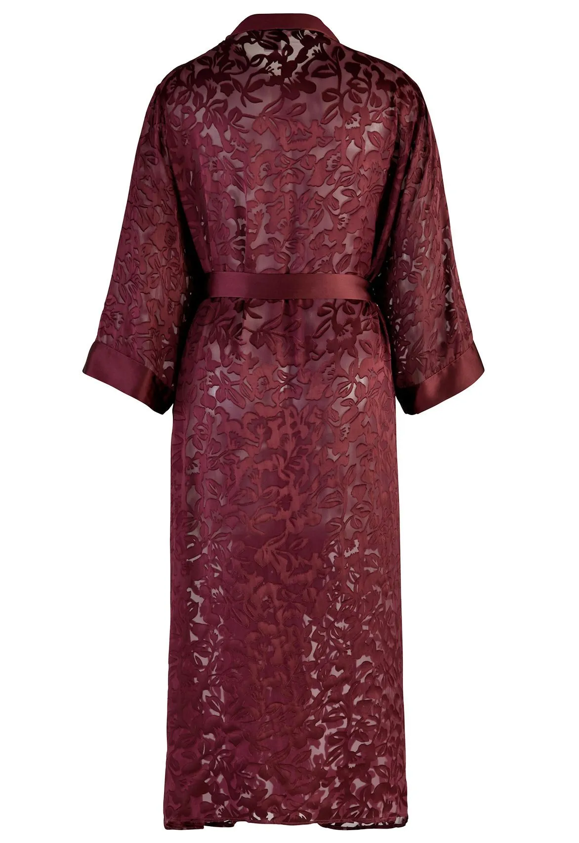 Silk Burnout Long Nightgown and Robe Peignoir Set