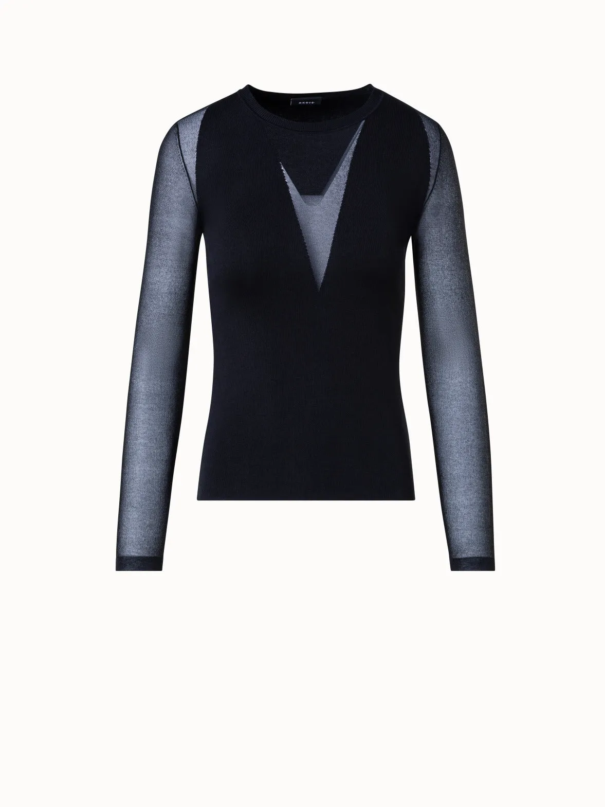 Silk Stretch Sweater with Sheer Panels