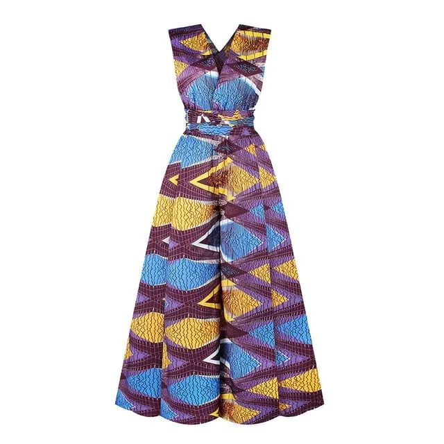 Single Shoulder Ankara Flare Bottom Jumper