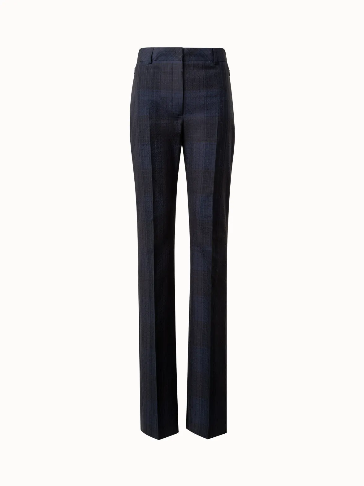 Slight Bootcut Silk Cotton Seersucker Pants