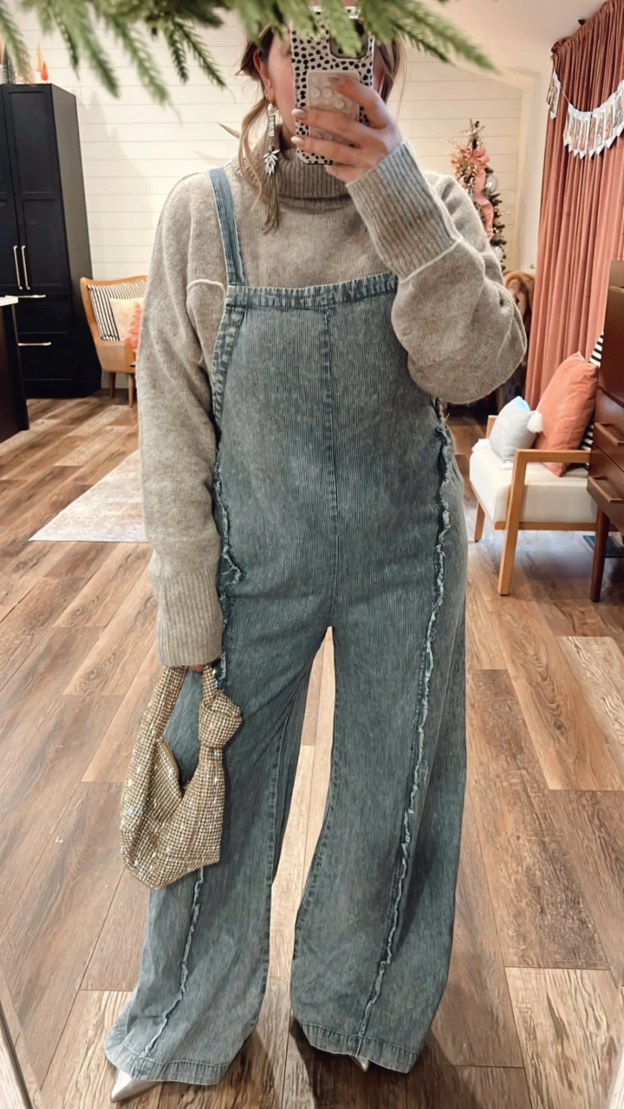 Snowflake Pinstriped Jumpsuit Overalls