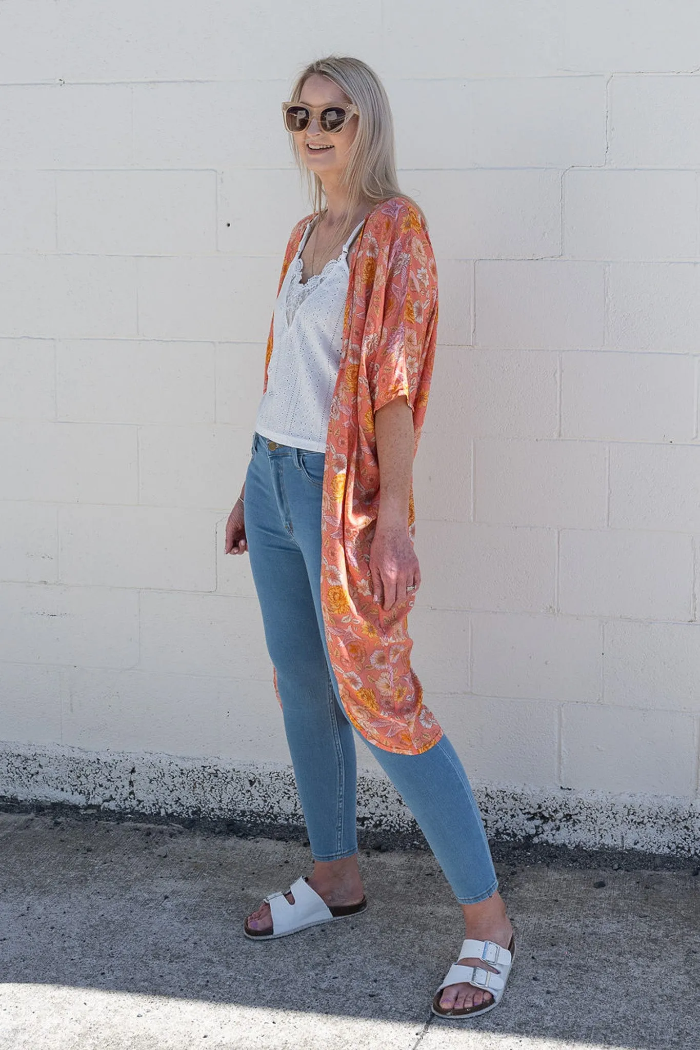 Tangerine Dove - Long Patterned Kimono