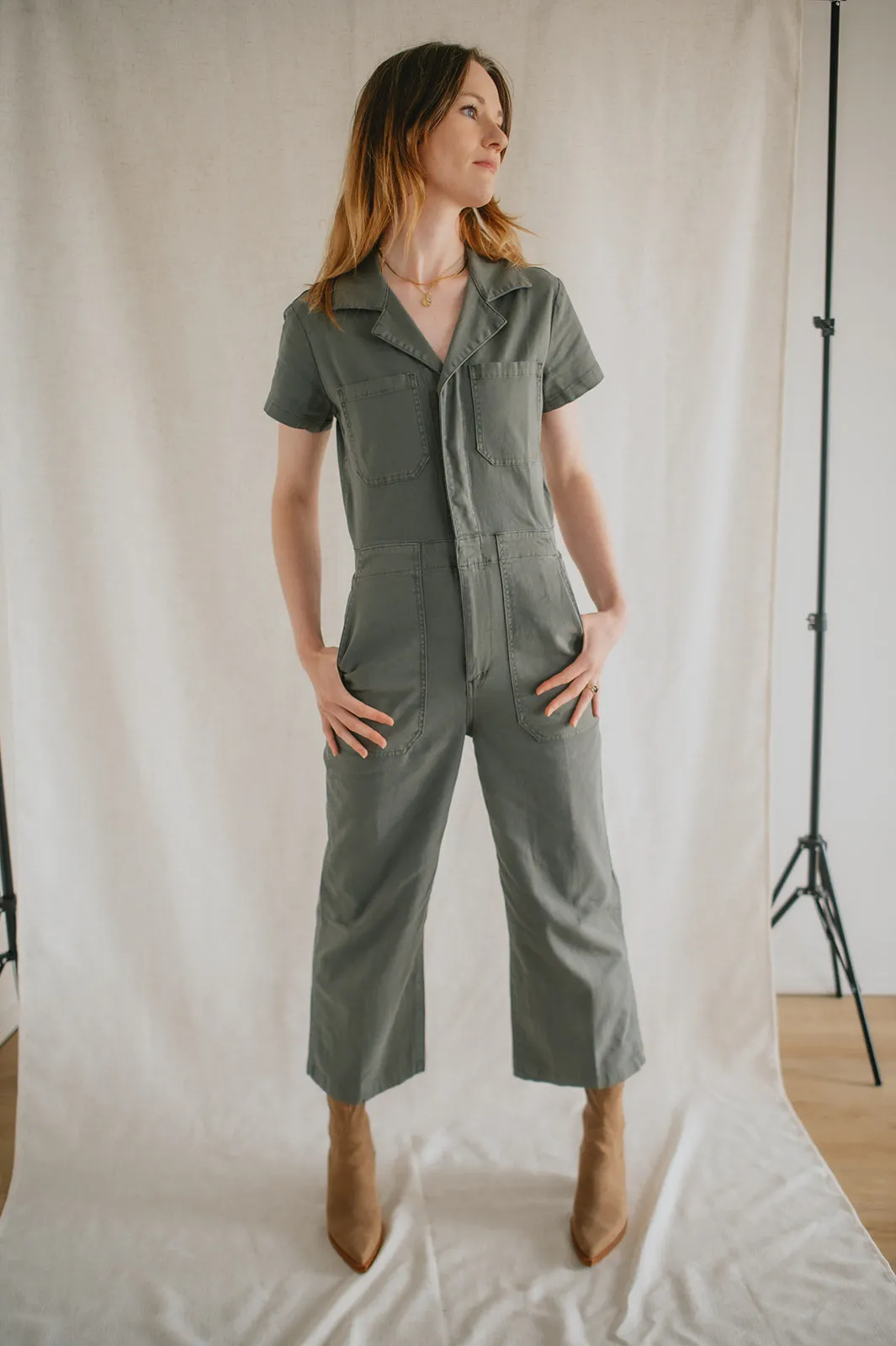 The Maverick Wide Leg Denim Jumpsuit by Daze Denim - Grass