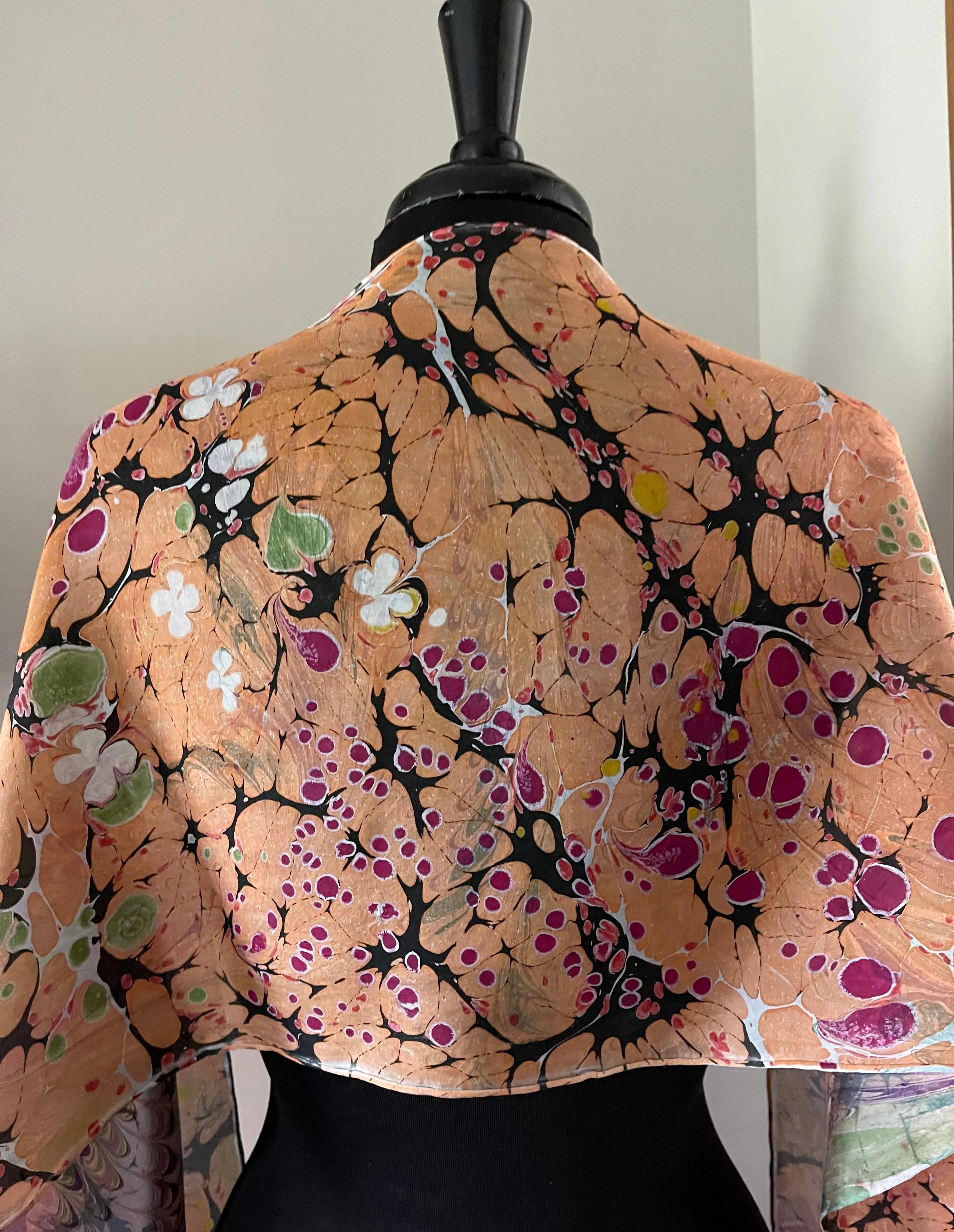 Tokyo Collection.  Two scarves in one!  Different marbled design on each side.  One of a kind