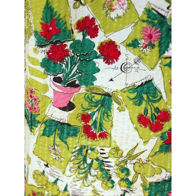 Vintage Printed Seersucker Dress Billie Barnes Original 1940s CUTE!