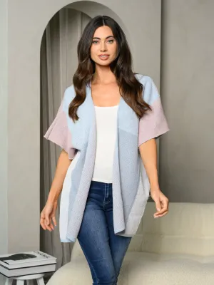 WOMEN'S SHORT SLEEVE COLORBLOCK CARDIGAN