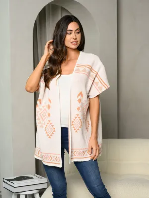 WOMEN'S SHORT SLEEVE MULTI PRINT COLORBLOCK CARDIGAN